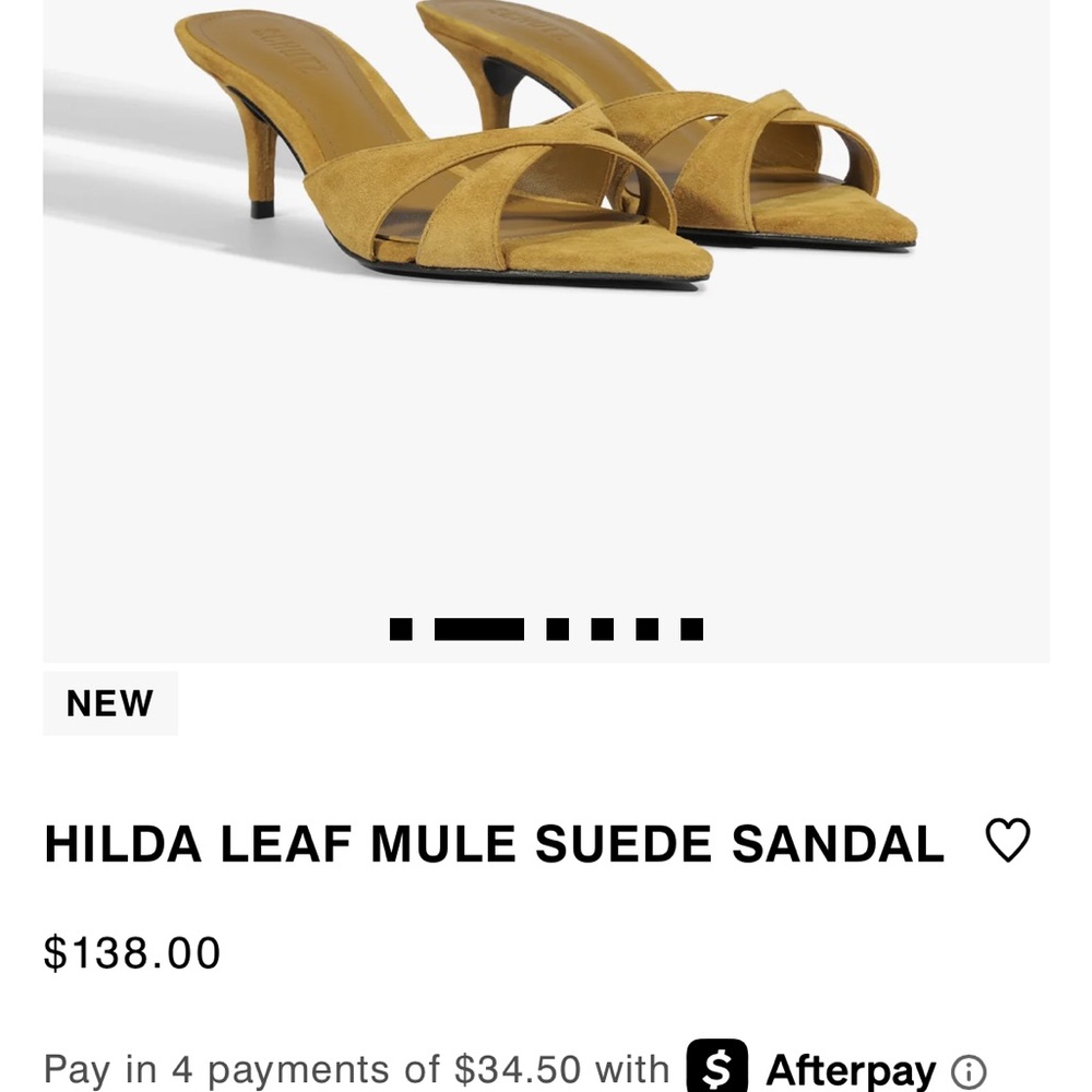 SCHUTZ Hilda Leaf Suede Mules - Yellow